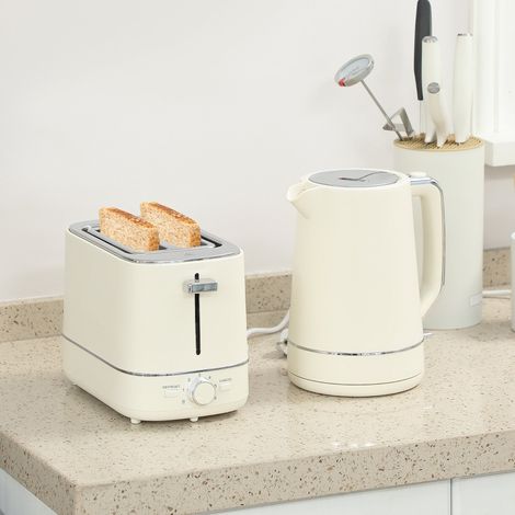 Ensemble comprenant une bouilloire de 1,7 L et un grille-pain à 6 niveaux de brunissage, beige (1/4)
