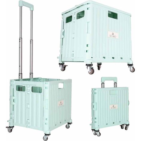 Folding Shopping Trolley with Lid, 4 Wheels, Green (1/5)
