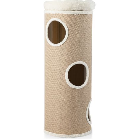Casa para gatos de 4 niveles con cama de felpa extraíble, color marrón (1/5)
