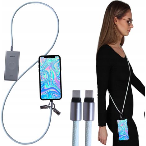 USB-C-Kabel, USB-C-Schnellladekabel, Trageschlaufe für Handys, lang