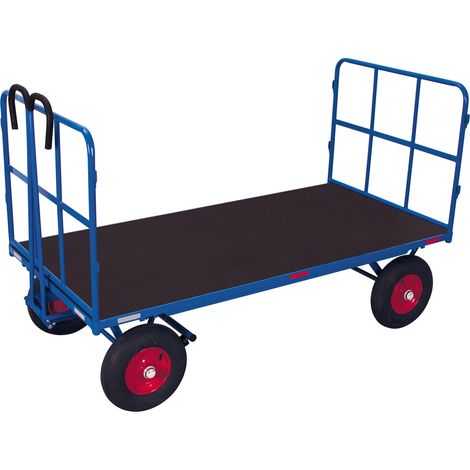 VARIOfit Handpritschenwagen mit 2 Rohrgitterwänden Luftbereifung 1.540 x 800 mm Traglast 1.000 kg