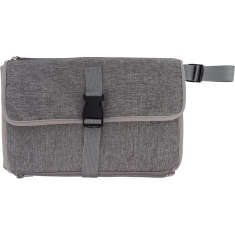 Matelas à langer portable bébé pliable avec poches de rangement, doux pour la peau, en toile Oxford gris (1/5)