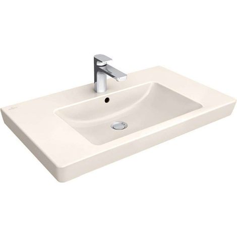 Lavabi con mobile, 800 x 470 mm, Rettangolare, per rubinetteria 3 fori, foro centrale forato, con troppopieno, Porcellana sanitaria Pergamon CeramicPlus (1/3)