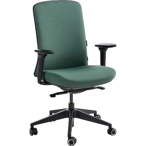 Sedia da ufficio ergonomica con schienale regolabile braccioli regolabili e supporto lombare verde scuro Kamilon (1/5)