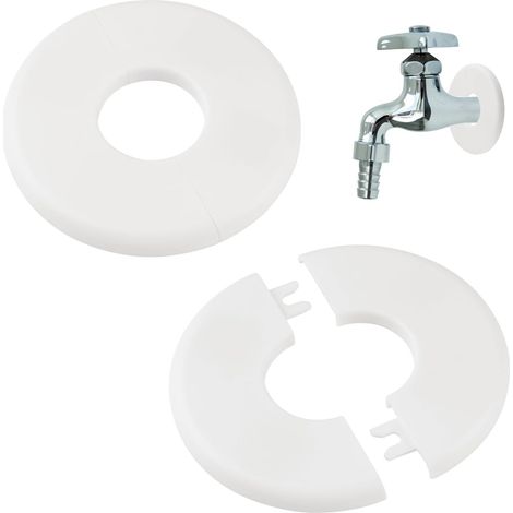 Lot de 2 Cache-tuyaux, Ronds, Auto-adhésifs, ABS, Pour Tuyaux Eau, Chauffage, Gaz (1/5)