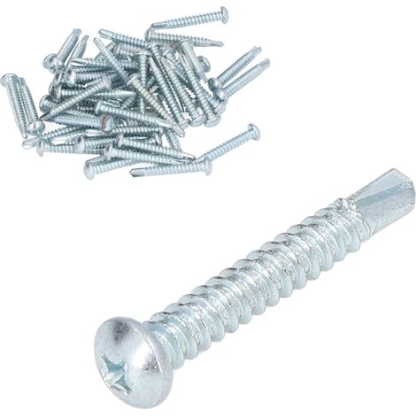 Vis à bois autoforeuse tête ronde, lot de 50 pièces en acier carbone 4,8x32 mm, kit de fixation pour réparation. (1/5)
