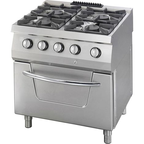 Heavy Duty cuisinière - 4 brûleurs - unité double - profondeur 70 cm - 37kW - gaz incl four - Maxima (1/2)