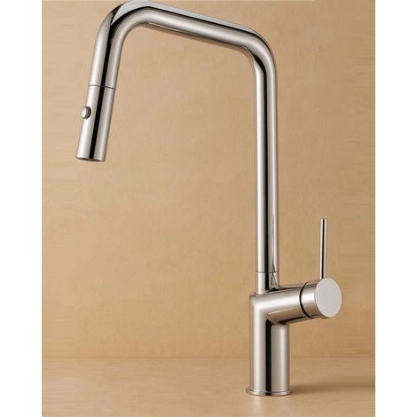 Rubinetto cucina con bocca estraibile in ottone cromato Monaco (1/2)