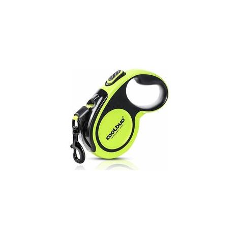 Laisse enrouleur pour chien jusqu'à 50 kg, ruban nylon réfléchissant 5 m, frein, vert – (1/5)