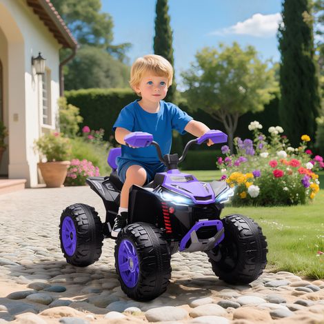 Quad eléctrico infantil, vehículo eléctrico de 24 V con 4 ruedas, faros, puerto USB, función MP3, 6,5 km/h, de 3 a 8 años.