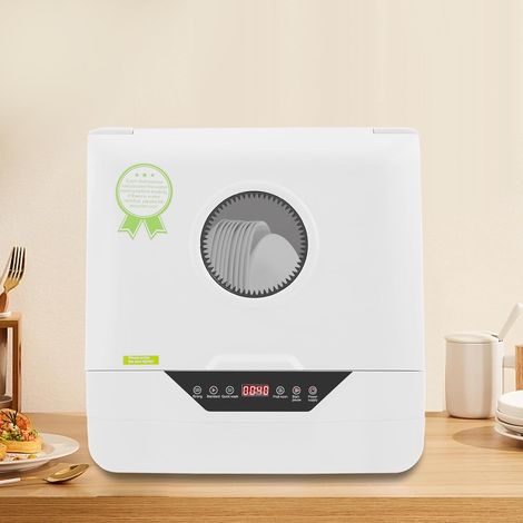 Lave-vaisselle, Mini lave-vaisselle de table avec 4 modes de lavage et réservoir d'eau de 6L, 19 min (rinçage fruits)/ 29 min (rapide)/39 min (standard)/49 min (intensif), Lave-vaisselle à (1/5)