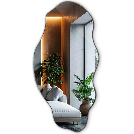 Miroir irrégulier pour maquillage – Dimensions 45 cm x 90 cm – Surface réfléchissante élégante pour salle de bain et chambre (1/5)
