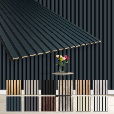 HEXIM Lamellen Akustikpaneele 1,67 m² flexible Wandpaneele 278x60cm MDF Wandverkleidung schalldämmend: Ocean - AP04, 1 Paneel - 1.67m²