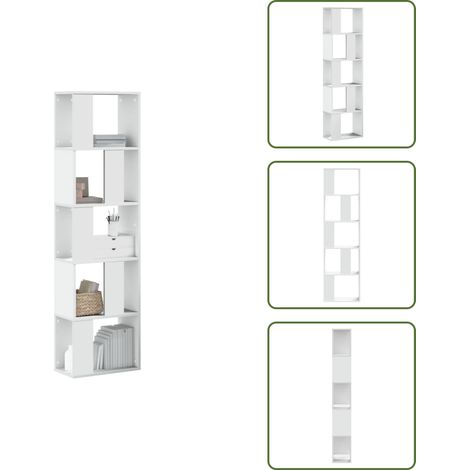 The Living Store Bücherregal 5 Böden Weiß 45x23,5x162,5 cm Holzwerkstoff - Bucherregal - Holzkasten - Aufbewahrungssystem - Etagenregal - Möbelstück