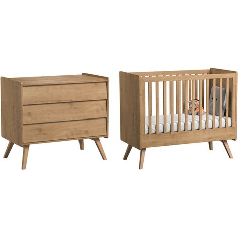 Lit bébé et Commode à langer Vox Vintage Bois