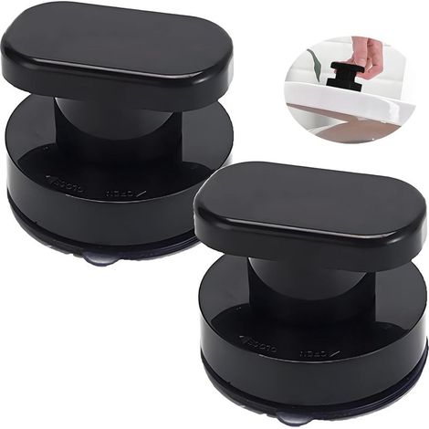 Lot de 2 poignées de porte adhésives noires avec ventouse puissante pour portes vitrées, tiroirs, armoires, réfrigérateurs et balcons. (1/5)