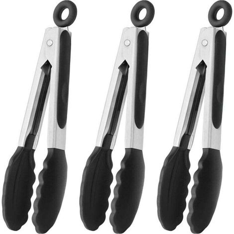 Mini pinces à bec fin en silicone, ensemble de 3 pièces (noir) (1/4)