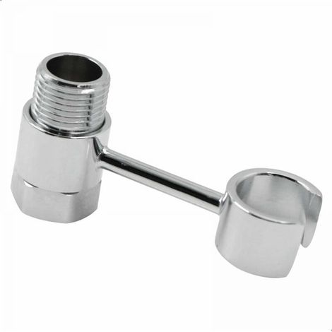 1pc 20mm Shower Head Holder Connecting Nut 360° Adjustable Universal Holder Wall Mount for Bathroom Spray Toilet Manually Replaceable No Drilling Chrome Plated Brass (1/3)