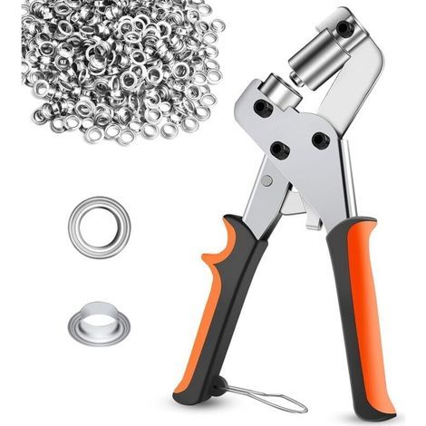 Pince à œillets pour bâche, pince à œillets avec 300 œillets de 10 mm, pince à œillets pour bâche, tissu, cuir, carton, affiches, bannières et plus encore. (1/5)