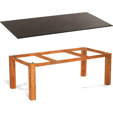 Sonnenpartner Gartentisch Base 200x100 cm Teakholz Old Teak Tischsystem