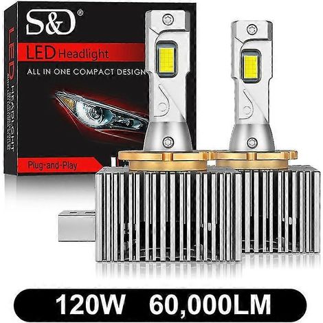 Ampoule LED 100 W 50 000 lm - 80 000 lm D1s D3s D2s D4s D5s D8s Canbus pour phares HID D1r D2r D3r D4r D5r D8r 130 W pour voiture, 6 500 K, 12 V 24 V (120 W 60 000 lm D4R)