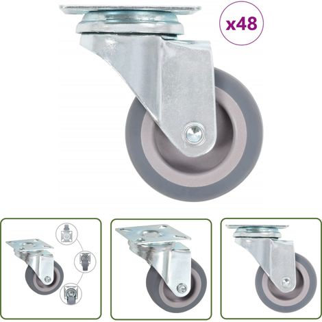 The Living Store 48 pcs Roulettes pivotantes 50 mm - Roulettes Pivotantes - Roulettes De Chariot - Roues Mobiles - Accessoires Meuble - Fixation Meuble (1/5)