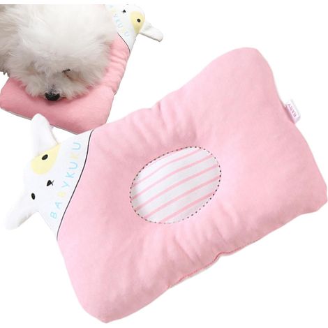 1 - Oreiller pour chien - Coussin apaisant - Design à rainures carrées en coton doux pour chaton et chiot - Bleu, rose, gris - 25x18cm (1/5)