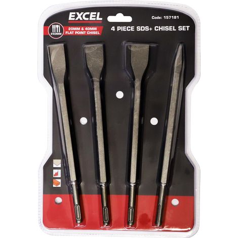 Excel SDS Plus Hammer Drill Chisel Set 4 Piece (1/5)