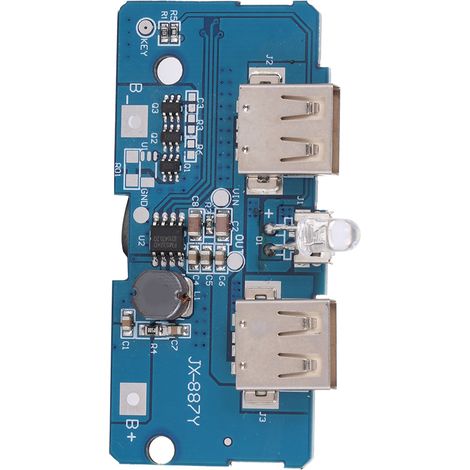 Lot de 2 modules élévateurs de tension 3,7 V à 5 V, 2 A, double port USB et témoin lumineux LED pour batterie lithium 18650 (1/5)