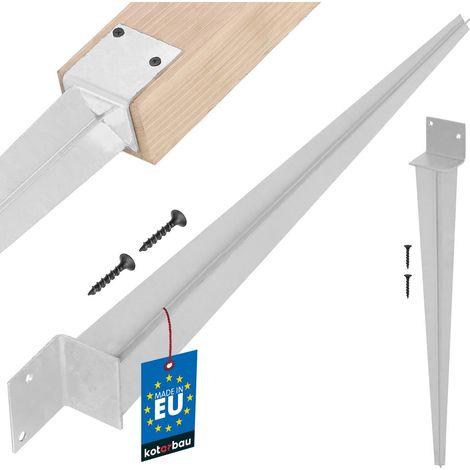 KOTARBAU® Support Poteau Bois - Pied de Poteau - 500 mm - Acier Galvanisé - 50 x 60 mm - Argent - pour Clôtures - Pavillons - Pergolas - Résistant à la Corrosion (1/5)