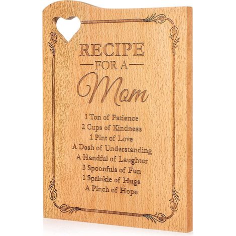 Planche à découper en bois pour maman - Gravée d'un poème sur la maternité - Planche à découper de cuisine 30 x 25 cm avec découpe en forme de cœur - Cadeau idéal pour la fête des mères ou l'anniversa (1/5)