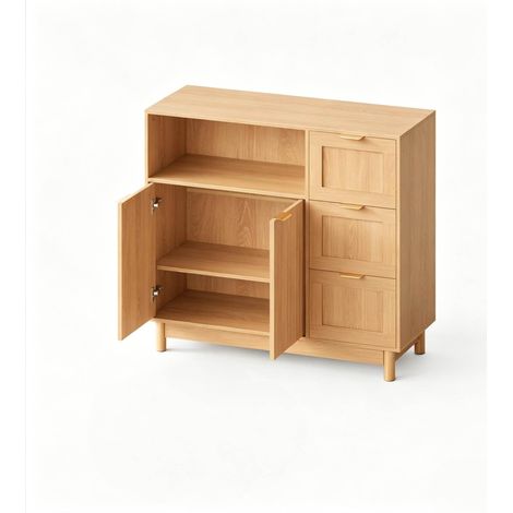 CHICFURN Credenza 90 x 35 x 80 cm in MDF e truciolare effetto legno, contenimento versatile (1/5)