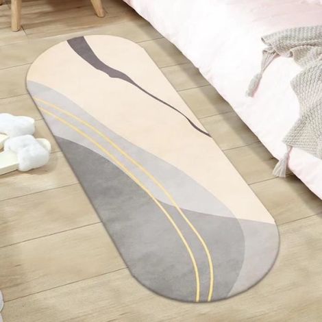 Tapis pour Chambre à Coucher 40x120cm OEMG 02 Tapis Imitation Cachemire Ovale TPR Descente de Lit Antidérapante (1/3)