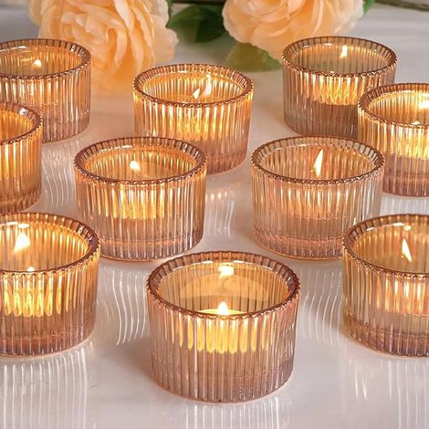 Photophores, Bougeoirs en Verre, 5,5 cm x 3,5 cm Transparent pour Bougies Chauffe-plat, Petits Verres à Fêtes D'anniversaire, Décoration de Table et Mariage (1/5)