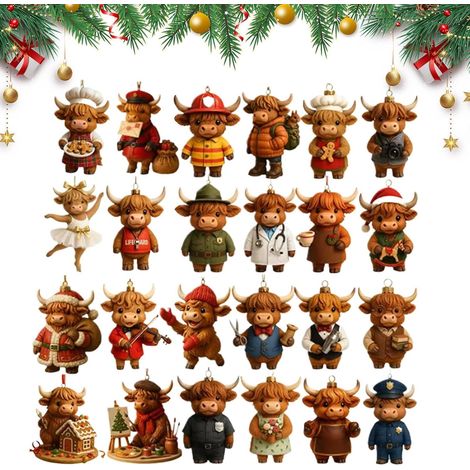 Calendrier Avent 2025 Vache Noël Décorations En Acrylique 2D (1/5)