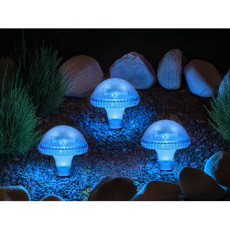 3-er Set LED Solarleuchten, Blau mit Erdspieß Höhe 27,5 cm (1/5)