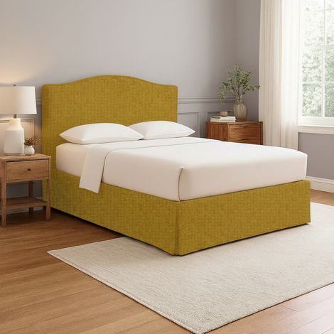 Letto Piazza e Mezza Runcorn, Sfoderabile, Contenitore Made in Italy, Giallo Ocra (1/5)