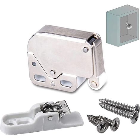 Mini Touch Latch Push Closures for Kitchen Cabinet Swing Door Cabinet for Press to Open Cupboard Doors White (1/5)