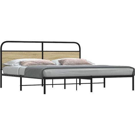 Metallbett ohne Matratze Sonoma-Eiche 180x200 cm