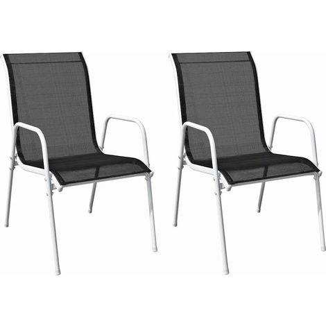 vidaXL Sillas de jardín apilables 2 unidades acero y textilene negro (1/5)