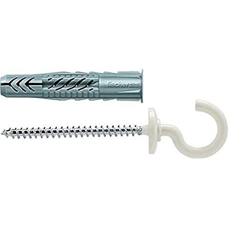 Fischer 25x tassello universale UX 8x50 RH N con bordo e gancio rotondo rivestito in nylon - 94412 (1/3)