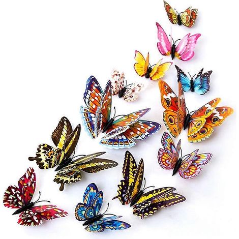 Sticker mural papillon phosphorescent double couche, simulation 3D, décoration (1/5)