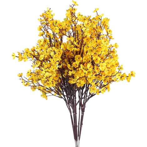 Soavoa Gypsophile Artificielle, Bouquet de Fleurs en Soie Réaliste pour Décoration Mariage, Centre de Table et Intérieur, Jaune (1/4)