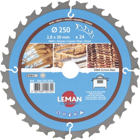 LAME CIRC.HM CHANTIER D250X2.8X30 Z=24 ALT POS+AR - 366.250.3024 - LEMAN (1/4)