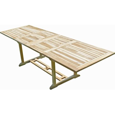 C&L Jardin – Table de jardin en teck massif 10/12 places – Dimensions 280x90x75 cm – Assemblage tenon/mortaise – Entretien huile pour teck