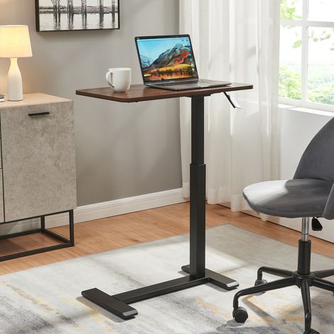 Höhenverstellbarer Laptoptisch Klirg 66-92x68x36 cm Walnussoptik/Schwarz [en.casa]