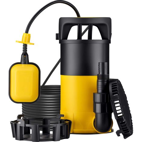 Wiltec Pompa sommersa ad aspirazione piatta 3in1 1100 W, portata 18000 l/h, per acque chiare e scure, con galleggiante e termoregolazione, per cantine, stagni, piscine, pozzi