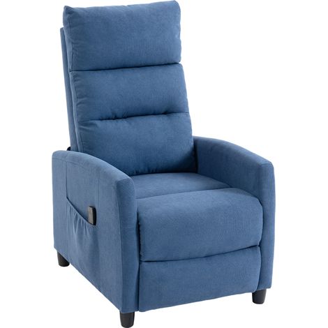 Poltrona Massaggiante e Reclinabile a 160° con Poggiapiedi e Telecomando, 66x91x108 cm, in Ciniglia Blu Scuro (1/5)