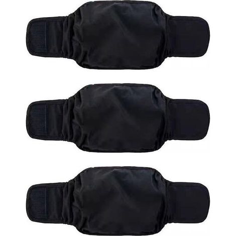 Lot de 3 couches pour chiots mâles, lavables, ultra-absorbantes et confortables - Taille XS - Noir (1/5)