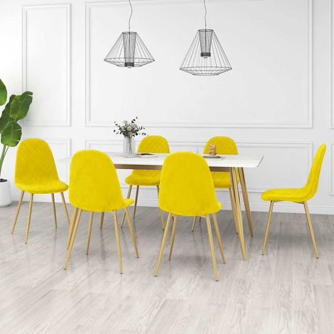 vidaXL Chaises à manger lot de 6 Jaune moutarde Velours (1/5)